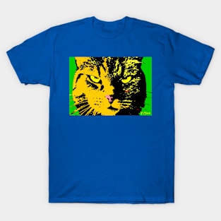 ANGRY CAT POP ART - ORANGE YELLOW GREEN BLACK T-Shirt